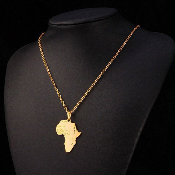 Gold Color Stainless Steel Africa Map Pendant